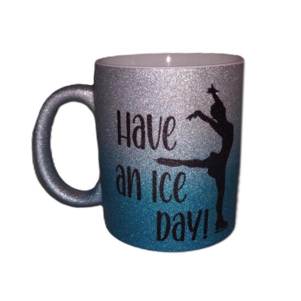 Tasse Glitzer blau Eiskunstlauf